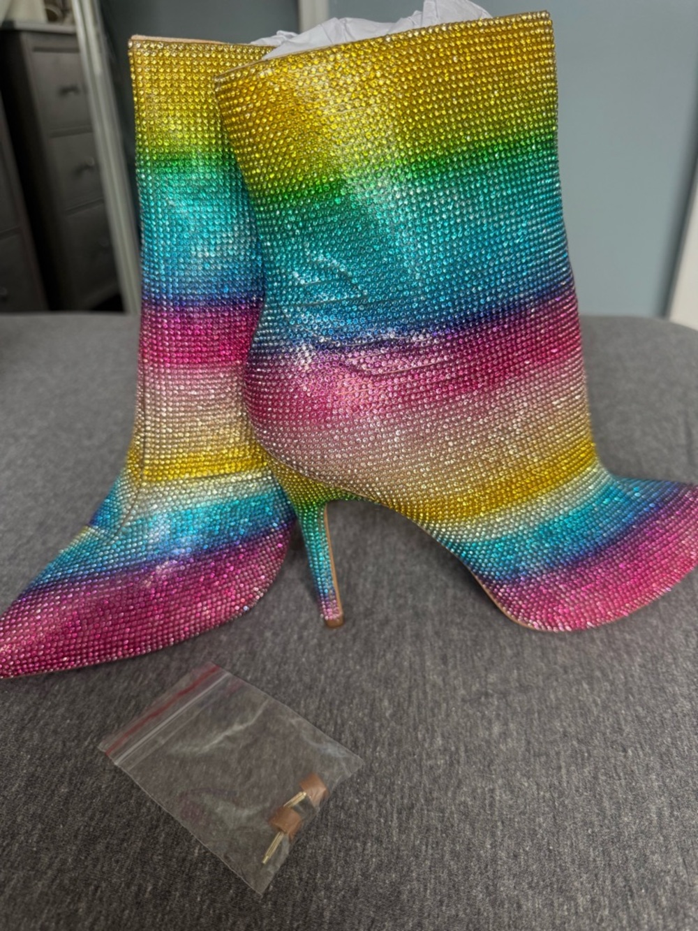 Cape Robbin Multicolor Crystal Ankle Boots - NWT - Picture 6 of 8